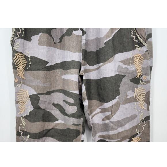 Johnny Was Sidra Camo Print‎ Embroidered Women's Linen Jogger Pants Size XS - Picture 5 of 9